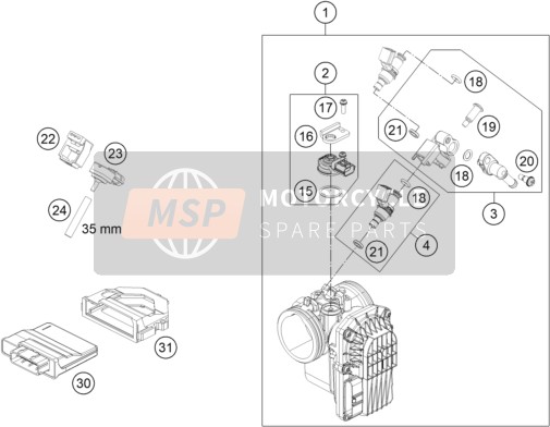 Husqvarna 701 Enduro LR EU 2020 Throttle Body for a 2020 Husqvarna 701 Enduro LR EU