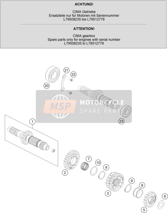 Husqvarna FX 450 US 2020 Transmission I - L'arbre principal 1 pour un 2020 Husqvarna FX 450 US