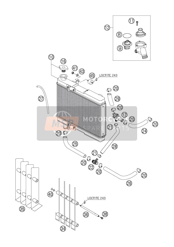 Husaberg FS 450e/6, Europe 2005 Kühlmittelsystem für ein 2005 Husaberg FS 450e/6, Europe