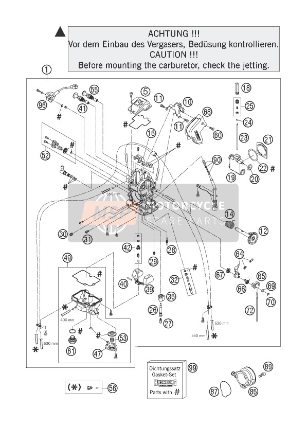Husaberg FE 650e/6, Europe 2005 Carburettor for a 2005 Husaberg FE 650e/6, Europe