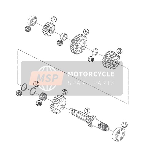 Husaberg FS 650c/6, Europe 2005 Transmission I - Main Shaft for a 2005 Husaberg FS 650c/6, Europe