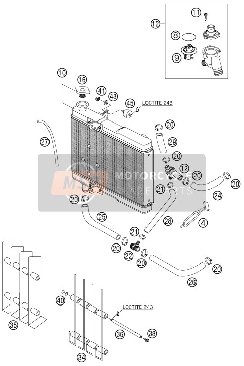 Husaberg FS 550e/6, Europe 2007 Système de refroidissement pour un 2007 Husaberg FS 550e/6, Europe