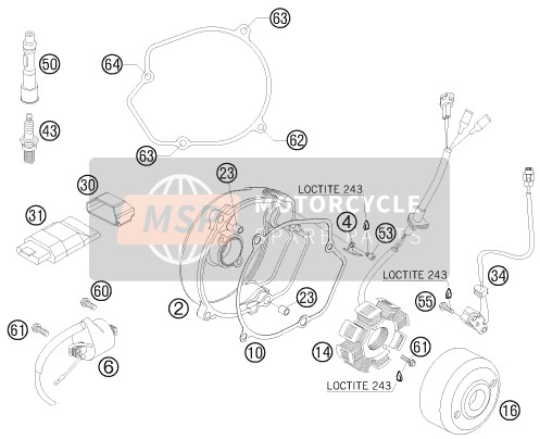 Husaberg FE 450e/6, United States 2008 Sistema di accensione per un 2008 Husaberg FE 450e/6, United States