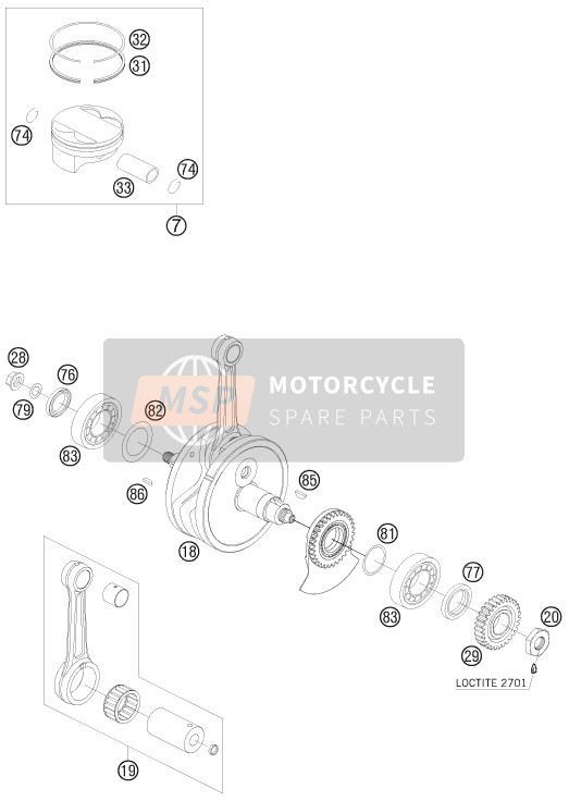 Husaberg FE 550e/6, Australia, United Kingdom 2008 Albero motore, Pistone per un 2008 Husaberg FE 550e/6, Australia, United Kingdom