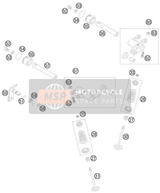 Husaberg FE 550e/6, Australia, United Kingdom 2008 Klepaandrijving voor een 2008 Husaberg FE 550e/6, Australia, United Kingdom