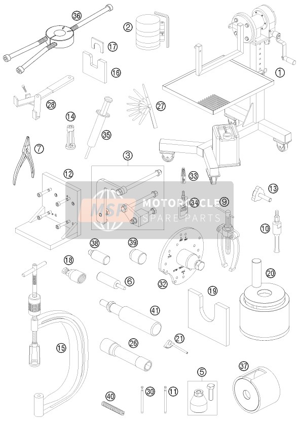 Husaberg FE 570, Australia 2009 Outils spéciaux (Moteur) pour un 2009 Husaberg FE 570, Australia