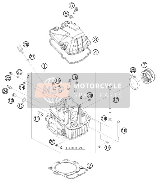 Husaberg FE 450, United States 2010 Cabeza de cilindro para un 2010 Husaberg FE 450, United States