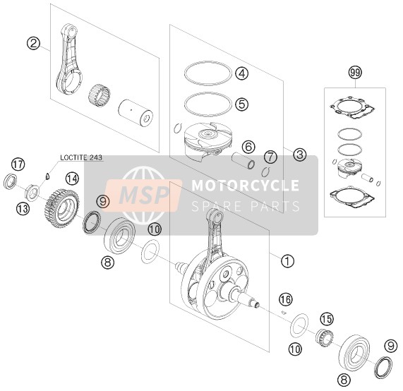 Husaberg FE 390, Europe 2011 Crankshaft, Piston for a 2011 Husaberg FE 390, Europe