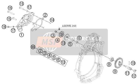 Husaberg FS 570, United States 2011 Bomba de agua para un 2011 Husaberg FS 570, United States