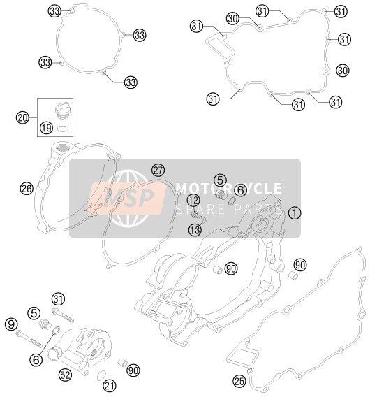 Husaberg TE 125, Europe 2015 Coperchio frizione per un 2015 Husaberg TE 125, Europe