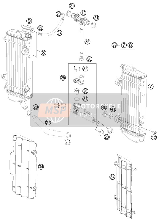 Husaberg TE 125, United States 2015 Sistema de refrigeración para un 2015 Husaberg TE 125, United States