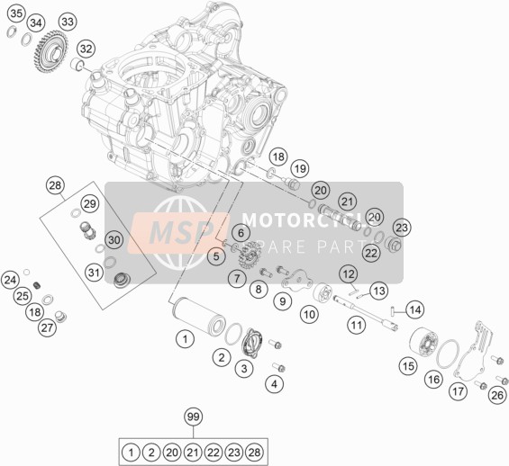 Husaberg FE 450, Australia, United Kingdom 2019 Lubricating System for a 2019 Husaberg FE 450, Australia, United Kingdom