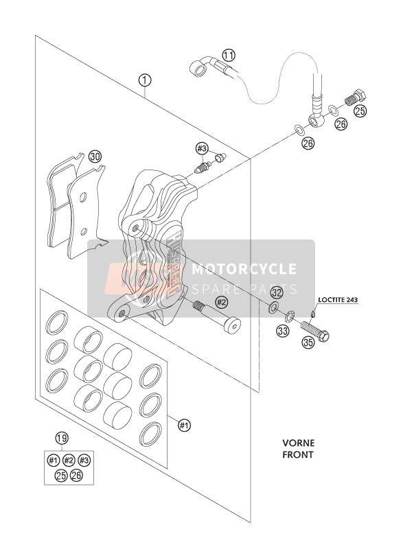 Husaberg FE 450 s, Europe 2004 Pinza freno anteriore per un 2004 Husaberg FE 450 s, Europe