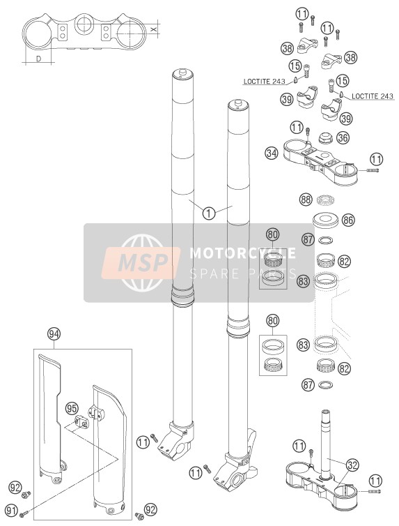 Husaberg FS 450e/6, Europe 2005 Front Fork, Triple Clamp for a 2005 Husaberg FS 450e/6, Europe