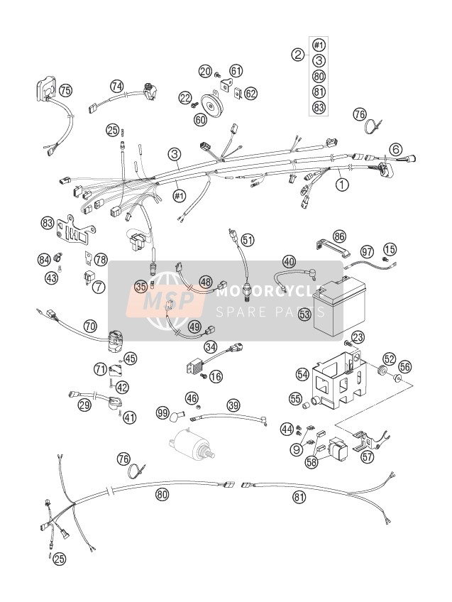 Husaberg FS 450e/6, Europe 2005 Wiring Harness for a 2005 Husaberg FS 450e/6, Europe