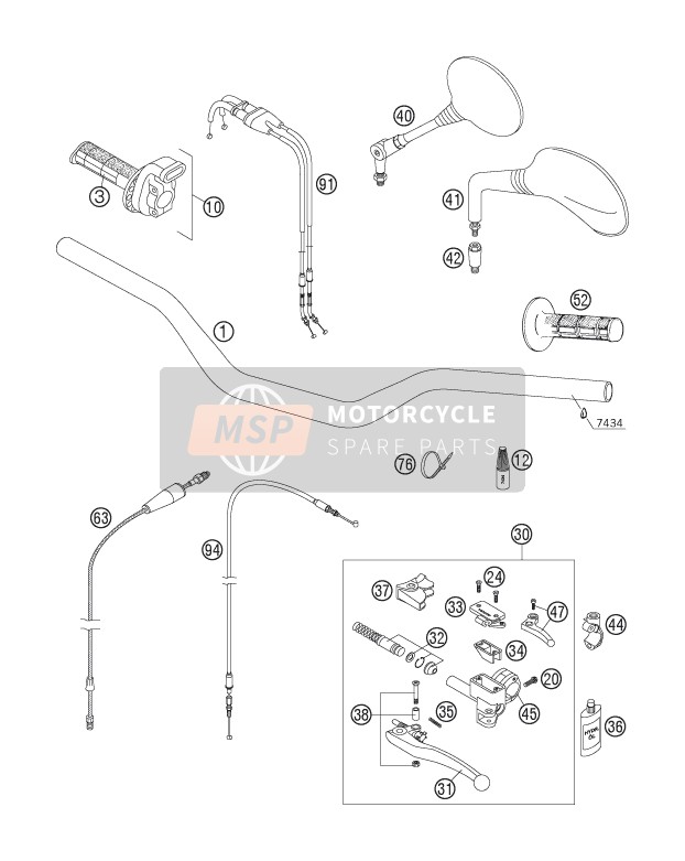 Husaberg FS 650c/6, Europe 2005 LENKER, STEUERUNGEN für ein 2005 Husaberg FS 650c/6, Europe