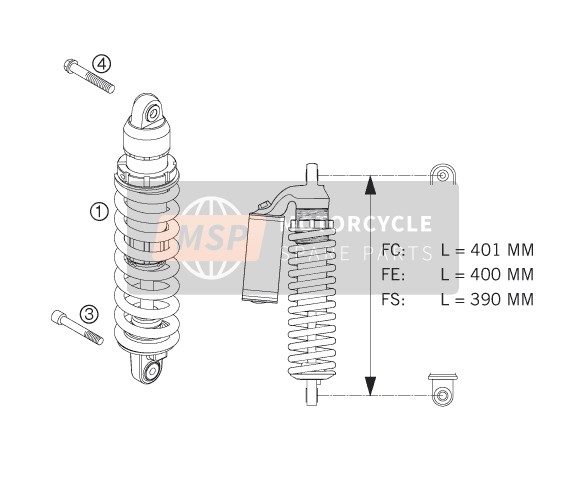 Husaberg FS 650c/6, Europe 2005 Ammortizzatore per un 2005 Husaberg FS 650c/6, Europe