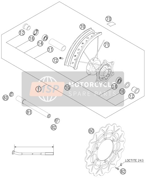 Husaberg FE 550e/6, Europe 2006 Front Wheel for a 2006 Husaberg FE 550e/6, Europe