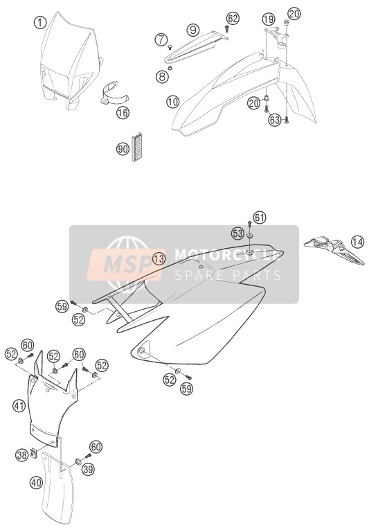 Husaberg FE 450e/6, United States 2007 Masque, Ailes pour un 2007 Husaberg FE 450e/6, United States