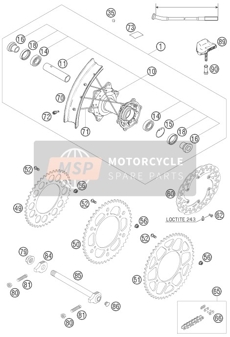 Husaberg FE 450e/6, United States 2007 Ruota posteriore per un 2007 Husaberg FE 450e/6, United States