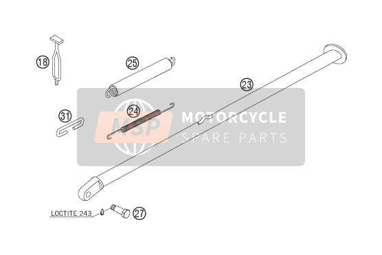 Husaberg FS 650e/6, Europe 2007 SEITENSTÄNDER/STÄNDER MITTE für ein 2007 Husaberg FS 650e/6, Europe