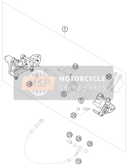 Husaberg FE 450e/6, United States 2008 Pinza freno posteriore per un 2008 Husaberg FE 450e/6, United States