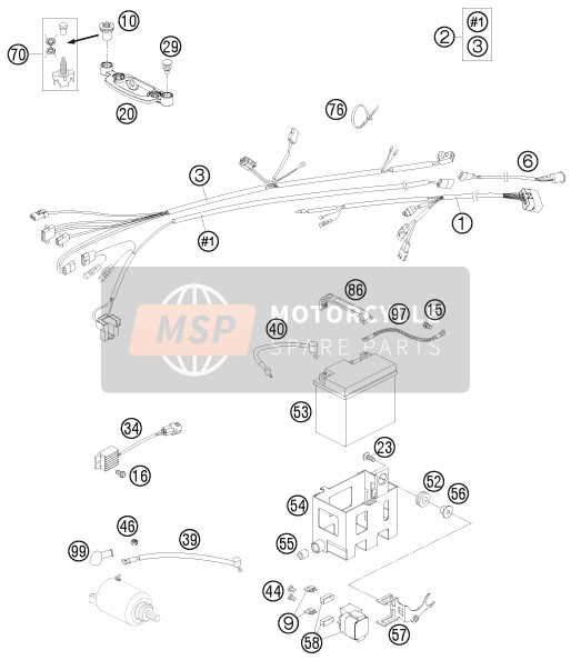 Husaberg FE 450e/6, United States 2008 Wiring Harness for a 2008 Husaberg FE 450e/6, United States