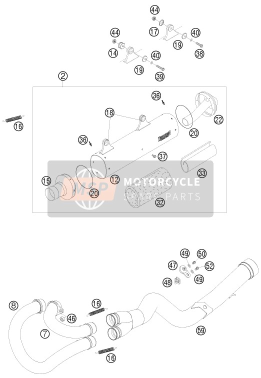 Husaberg FE 550e/6, Europe 2008 Exhaust System for a 2008 Husaberg FE 550e/6, Europe