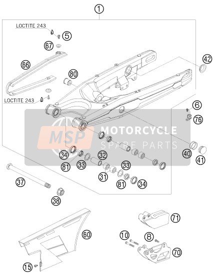 Husaberg FE 550e/6, United States 2008 Swing Arm for a 2008 Husaberg FE 550e/6, United States