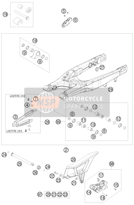 Husaberg FE 450, United States 2009 Swing Arm for a 2009 Husaberg FE 450, United States