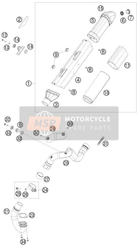 Husaberg FE 390, United States 2010 Exhaust System for a 2010 Husaberg FE 390, United States