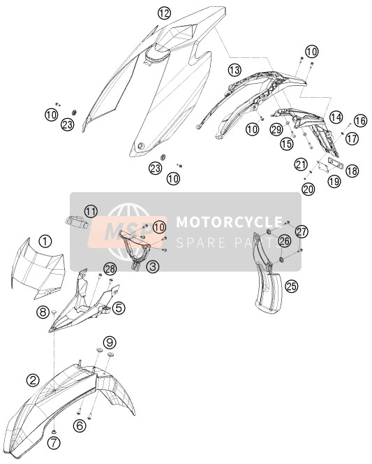 Husaberg FE 570, Europe, United Kingdom 2010 Masker, Spatborden voor een 2010 Husaberg FE 570, Europe, United Kingdom