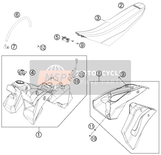 Husaberg FE 390, United States 2011 Carro armato, posto a sedere per un 2011 Husaberg FE 390, United States