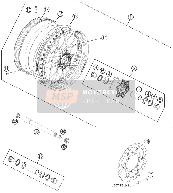 Husaberg FS 570, Europe 2011 Front Wheel for a 2011 Husaberg FS 570, Europe