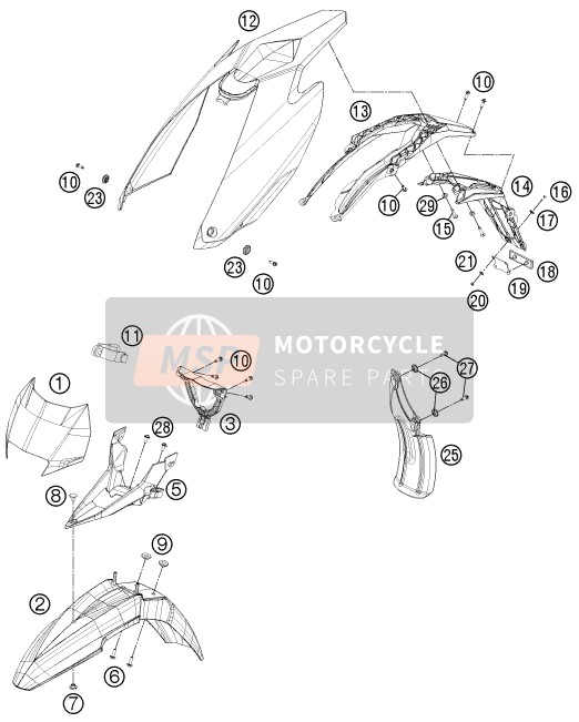 Husaberg FS 570, Europe 2011 Maschera, Parafanghi per un 2011 Husaberg FS 570, Europe