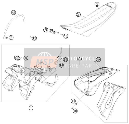 Husaberg FE 450, Australia 2012 Tanque, Asiento para un 2012 Husaberg FE 450, Australia