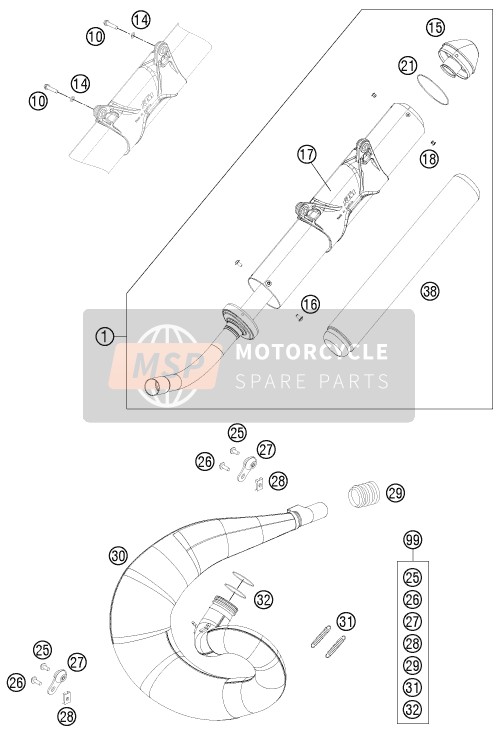 Husaberg TE 250, United States 2012 Exhaust System for a 2012 Husaberg TE 250, United States