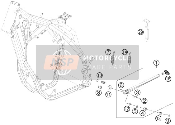 Husaberg FE 250, Europe 2013 Côté / Béquille centrale pour un 2013 Husaberg FE 250, Europe