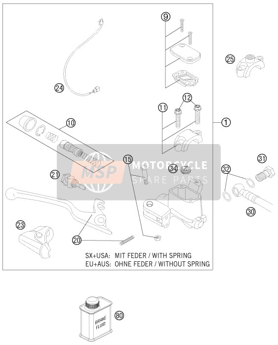 Husaberg TE 250, United States 2013 Control de freno delantero para un 2013 Husaberg TE 250, United States
