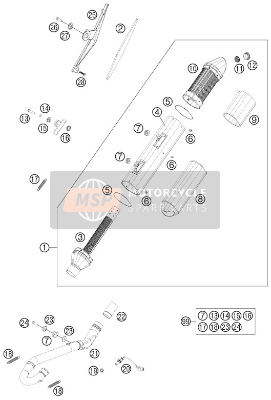 Husaberg FE 350, Europe 2014 Système d'échappement pour un 2014 Husaberg FE 350, Europe