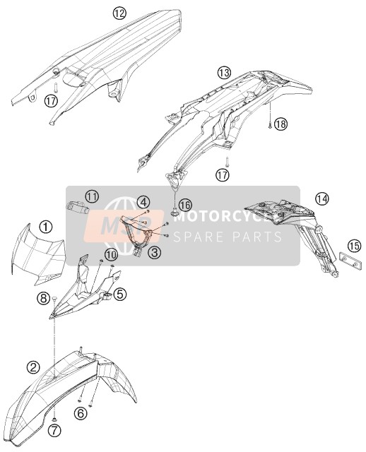 Husaberg TE 250, Europe 2014 ABDECKUNG, KOTFLÜGEL für ein 2014 Husaberg TE 250, Europe