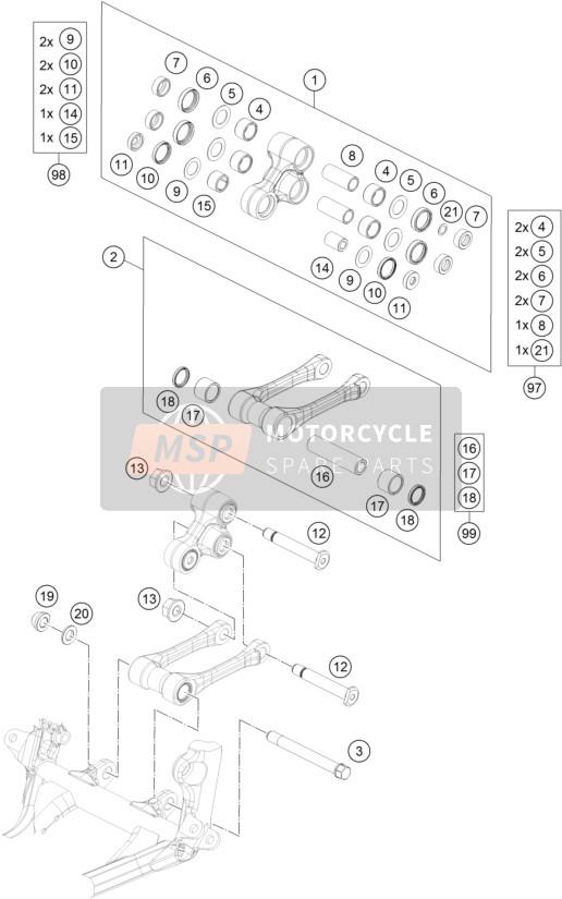 Husaberg TE 250, United States 2015 Enlace de palanca profesional para un 2015 Husaberg TE 250, United States