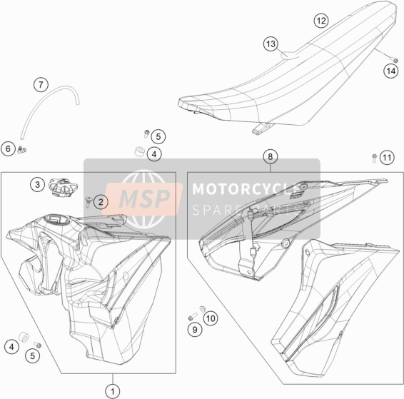 Husaberg FE 350, Australia 2016 Tanque, Asiento para un 2016 Husaberg FE 350, Australia