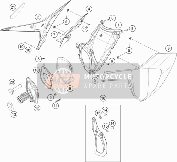 Husaberg FE 350, Europe 2019 Luchtfilter voor een 2019 Husaberg FE 350, Europe