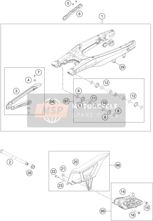 Husaberg FE 450, Australia, United Kingdom 2019 Swing Arm for a 2019 Husaberg FE 450, Australia, United Kingdom