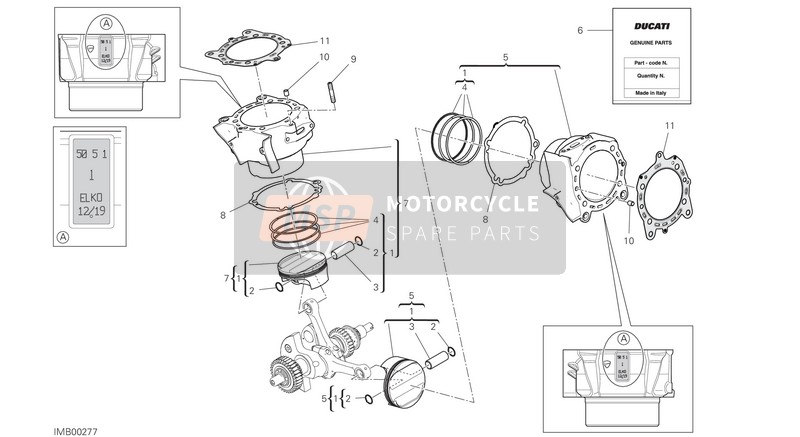 12120711A, Serie De Segmentos, Ducati, 0