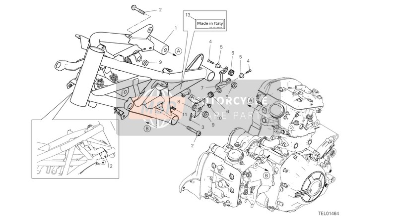 47013185AC, 1309 Frame Painted Carbon Black, Ducati, 0