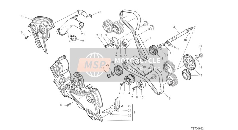 24521762B, Assy Belt Cover Horizontal - 1307, Ducati, 0
