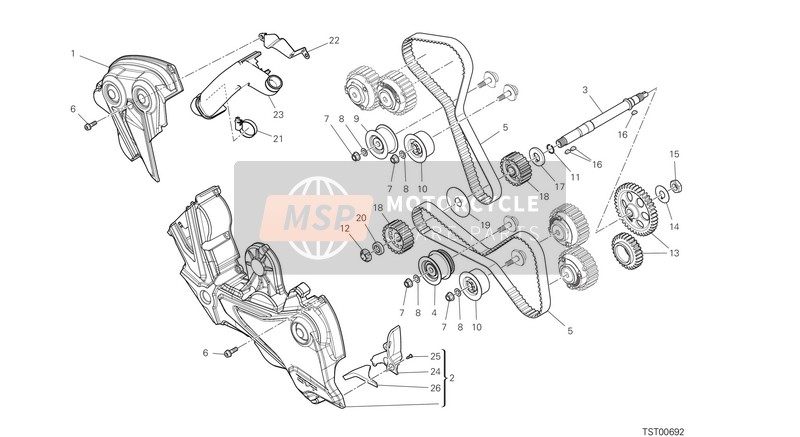 45120301A, Feste Zahnriemenspanner, Steuerung, Ducati, 1