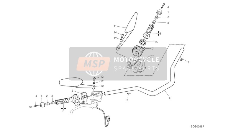 Ducati Diavel 1260 EU 2019 Stuur voor een 2019 Ducati Diavel 1260 EU